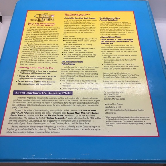 NOS Vtg Making Love Work Relationship Program Set VHS & Cassettes DeAngelis Bonu - Picture 2 of 8